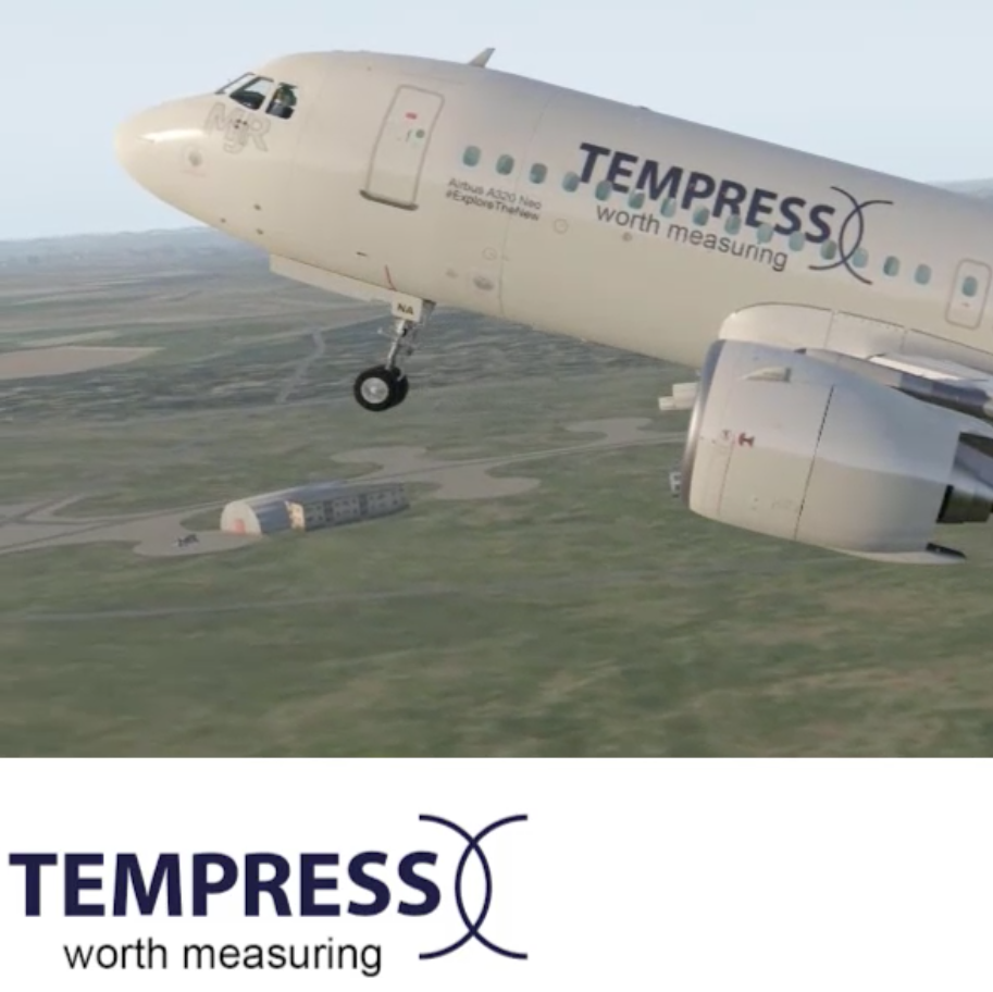 Tempress worth measuring aufdruck auf fliegendem Airbus a320